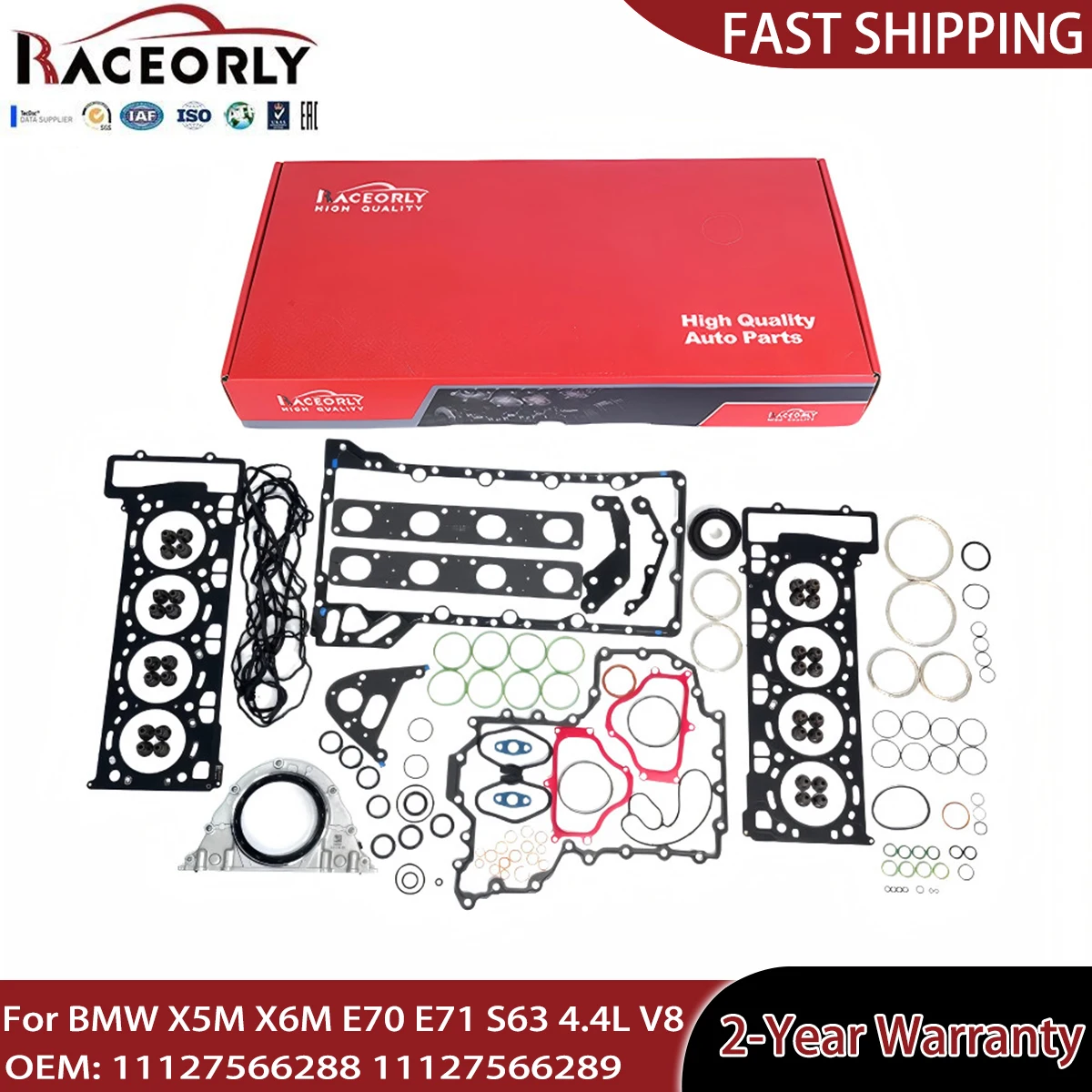 Raceorly 11127566288 Engine Parts Full Head Gasket Set Fit 4.4 L V8 Gas S63B44A For BMW X5 X6 M E70 E71 S63 4.4L 11127566289