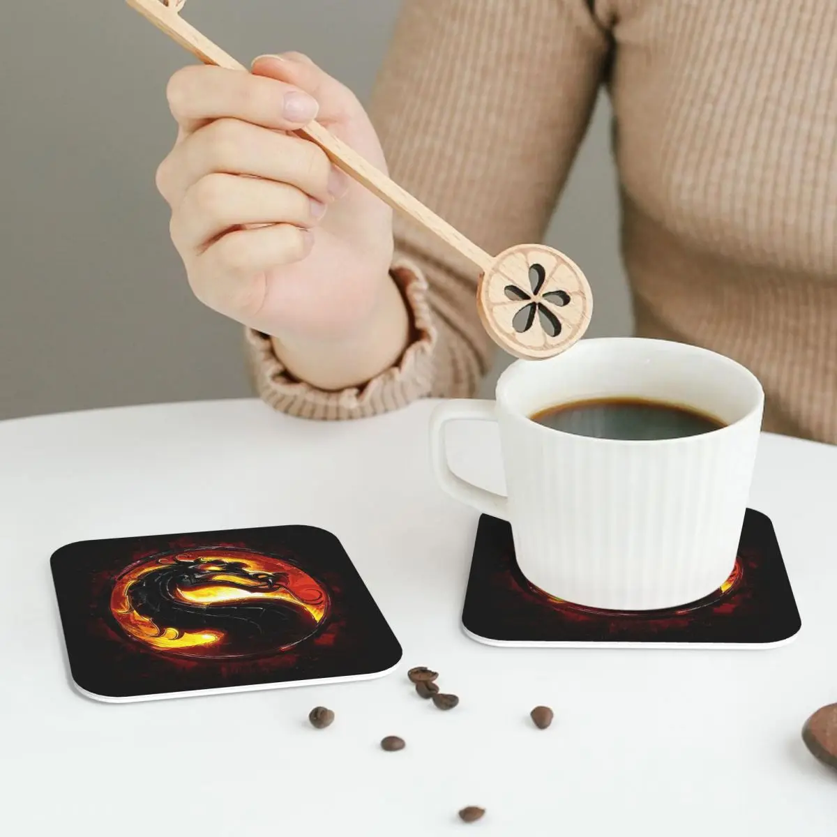 Mortal Kombat Coasters PVC Leather Placemats Insulation Coffee Mats for Home Kitchen Dining Pads Set of 6