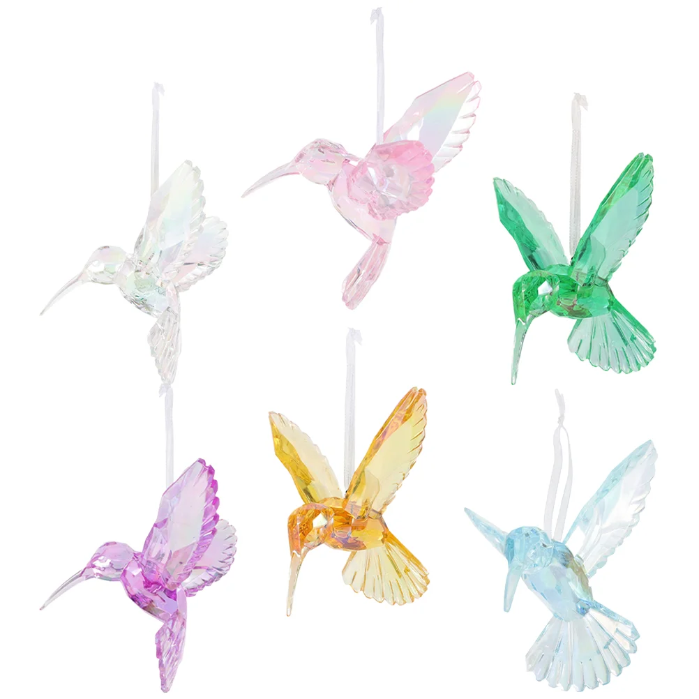 

6 Pcs Coffin Crystal Bird Pendant Ornament 1000X950X700CM Acrylic Hanging for Home