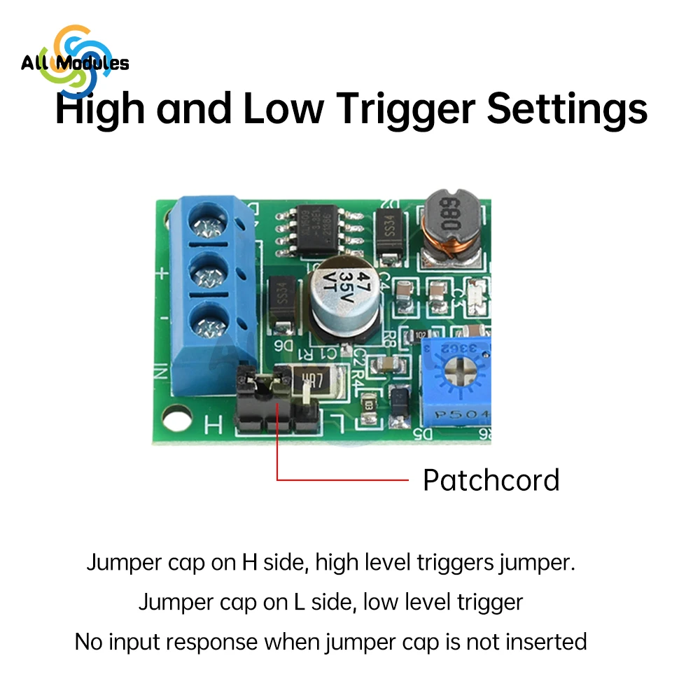 DC 4-30V Wide Voltage 1 Way Monostable Time Delay Relay Module Trigger Timer Switch Trigger Delay Switch
