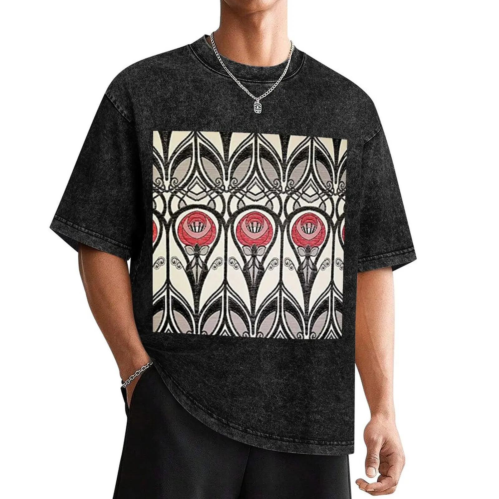 Charles Rennie Mackintosh design T-Shirt anime shirts graphic tees blacks luxury clothes men