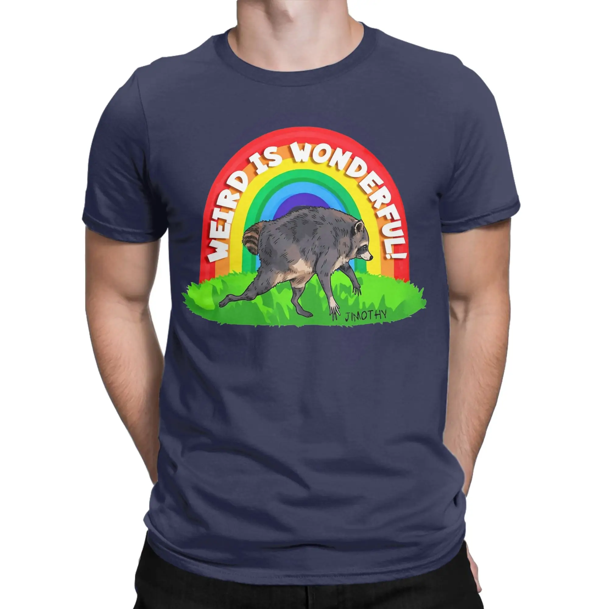 Funny Jimothy the raccoon from Seattle T-Shirts for Men Round Neck Pure Cotton T Shirts  Short Sleeve Tees Gift Idea Tops