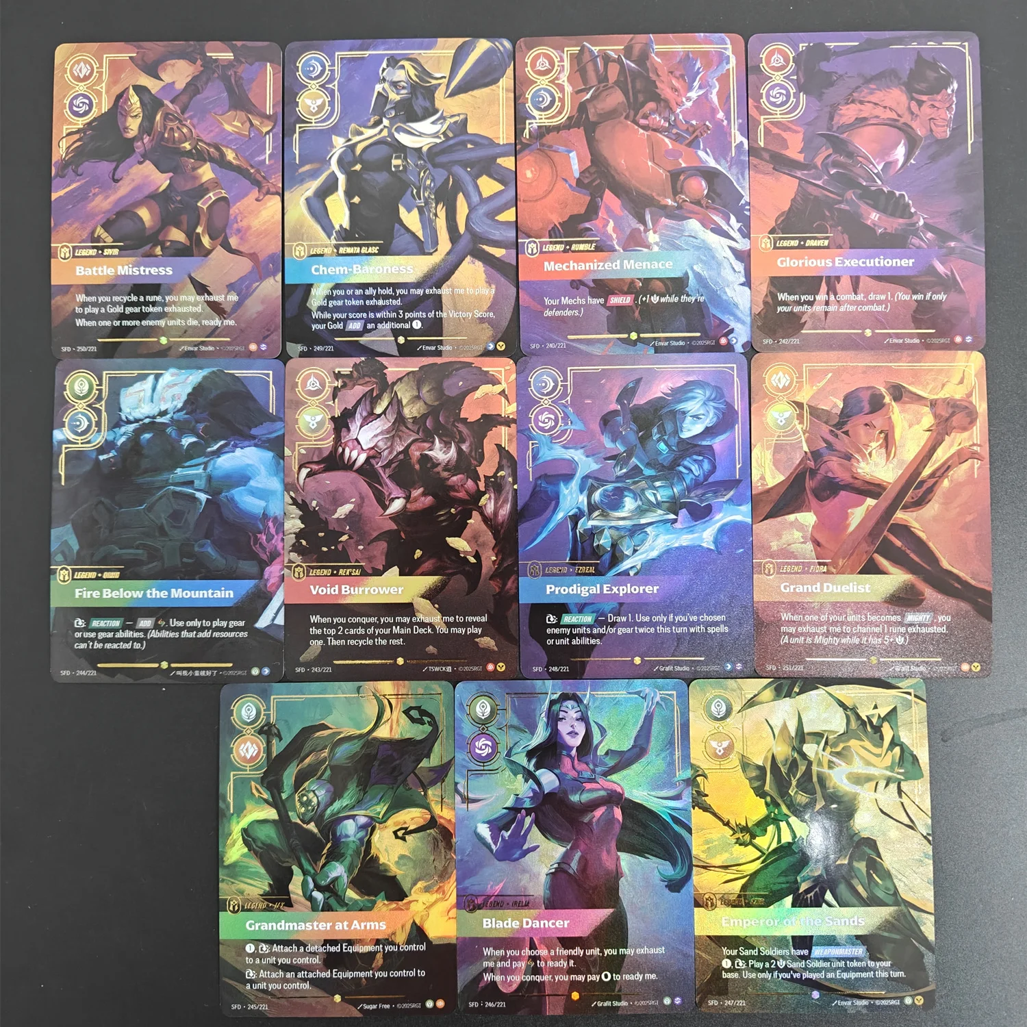 Carte de collection Proxy Riftbound League of Legends Spiritforged SFD Draven Irelia Azir EZ Fiora Sivir Ornn