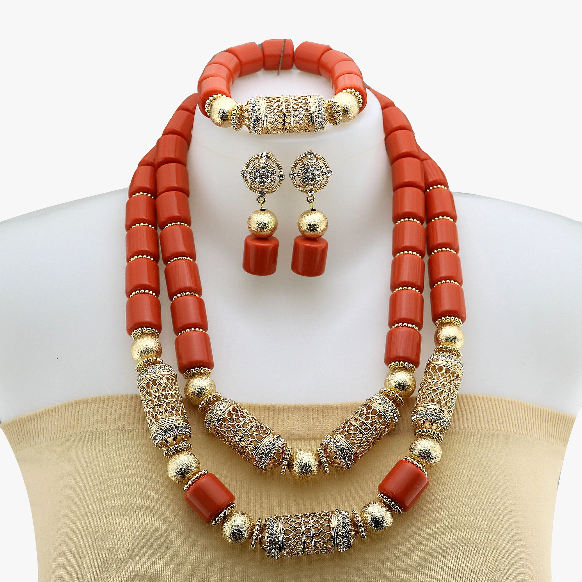 Resin Jewelry Traditional Nigerian Wedding Resin Beads Bridal Jewelry Sets Resin  African Beads Jewelry Necklace Set