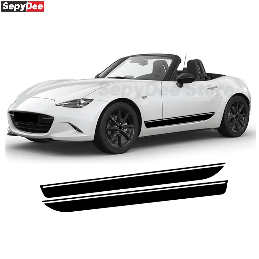 

2 шт., гоночная полоса, рокерная панель, боковая наклейка для Mazda MX-5, декор кузова, виниловая наклейка, автомобильные аксессуары