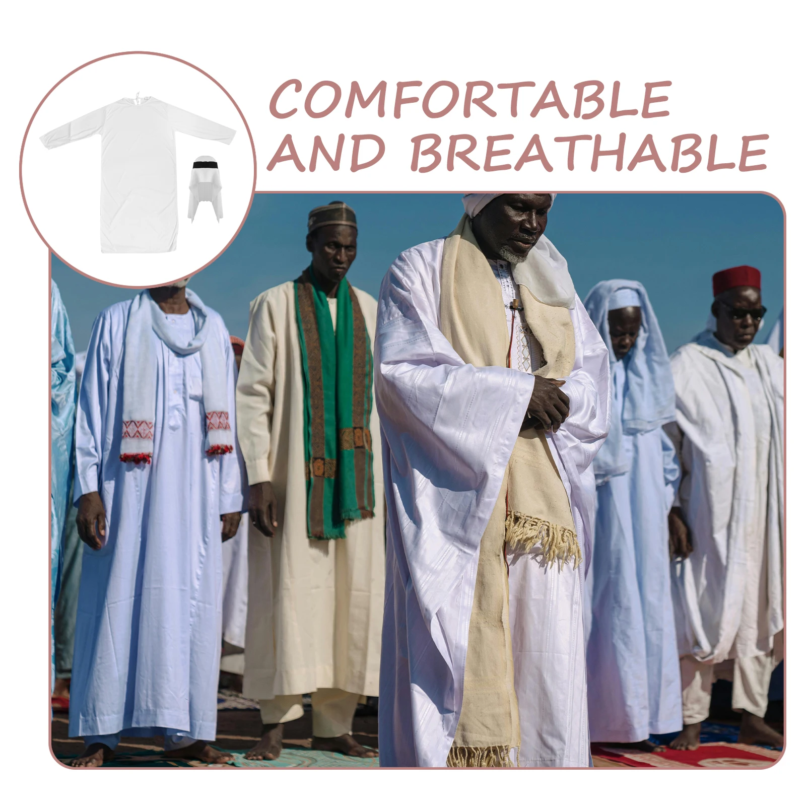 

Costume Pure White Middle Eastern Design Comfortable Breathable Fabric Party Arabian Nights Adult Man Dress
