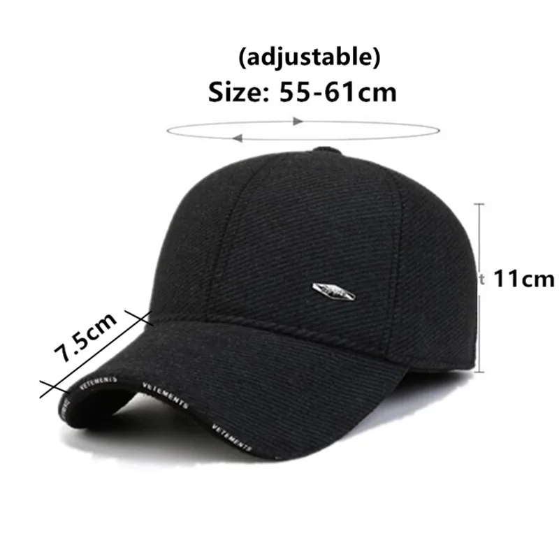 Snapback Cap Men's Warm Plus Fluff Thickening Baseball Caps Trucker Hats 2022 Winter New Cold Proof Earmuffs Hats Cycling Cap