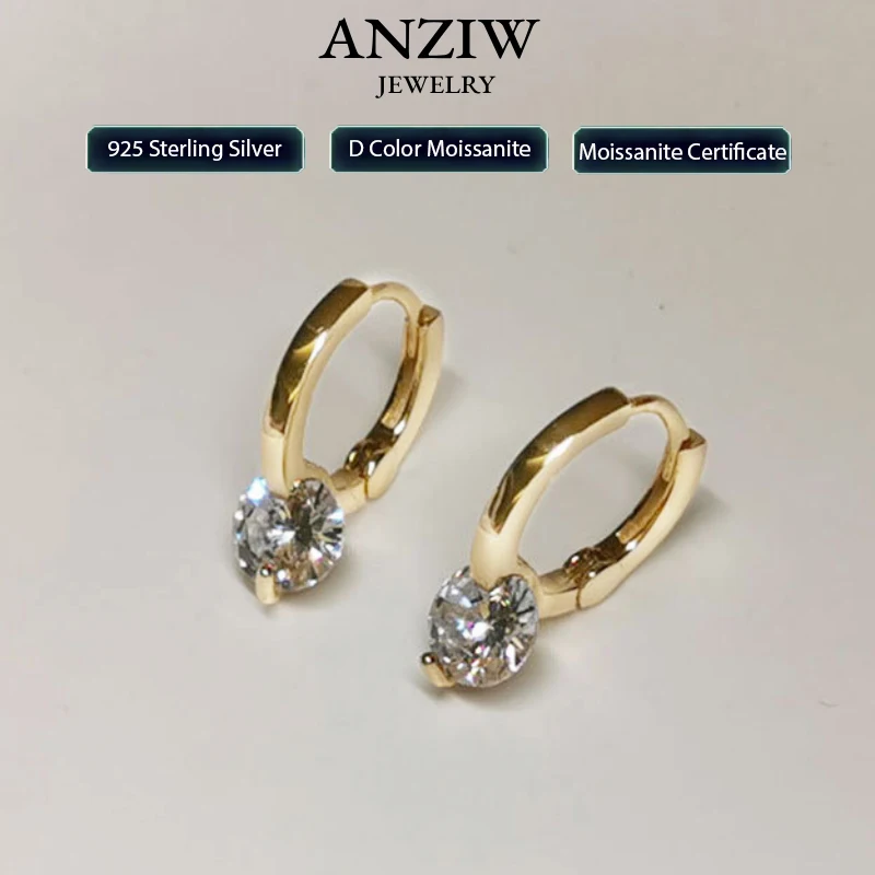 

Solitaire 1ct D Moissanite Earrings for Women 2023 Diamond Sterling Silver Hoop Earrings 925 Drop Earrings Girls 14k Gold Plated
