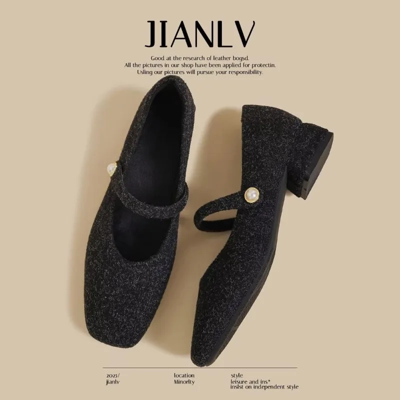 2026 Autumn/Winter New Style Retro Low-Top Single Shoes for Women with Thick Heels - Mary Jane Shoes