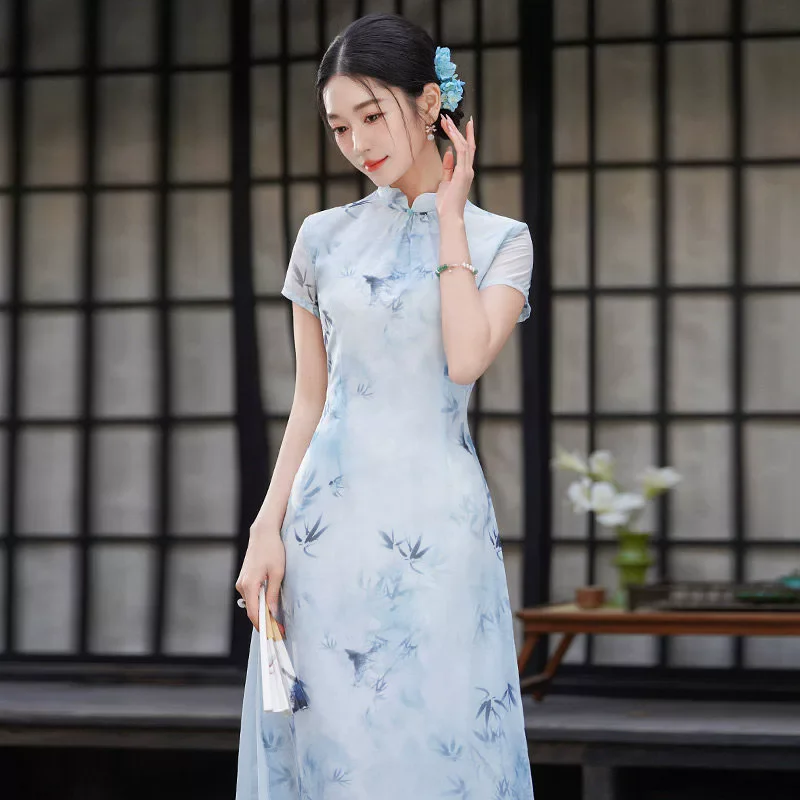 Blue New Chinese Traditional Aodai Daily Suzhou Cheongsam Improvement Young 2026 Female Summer Qipao