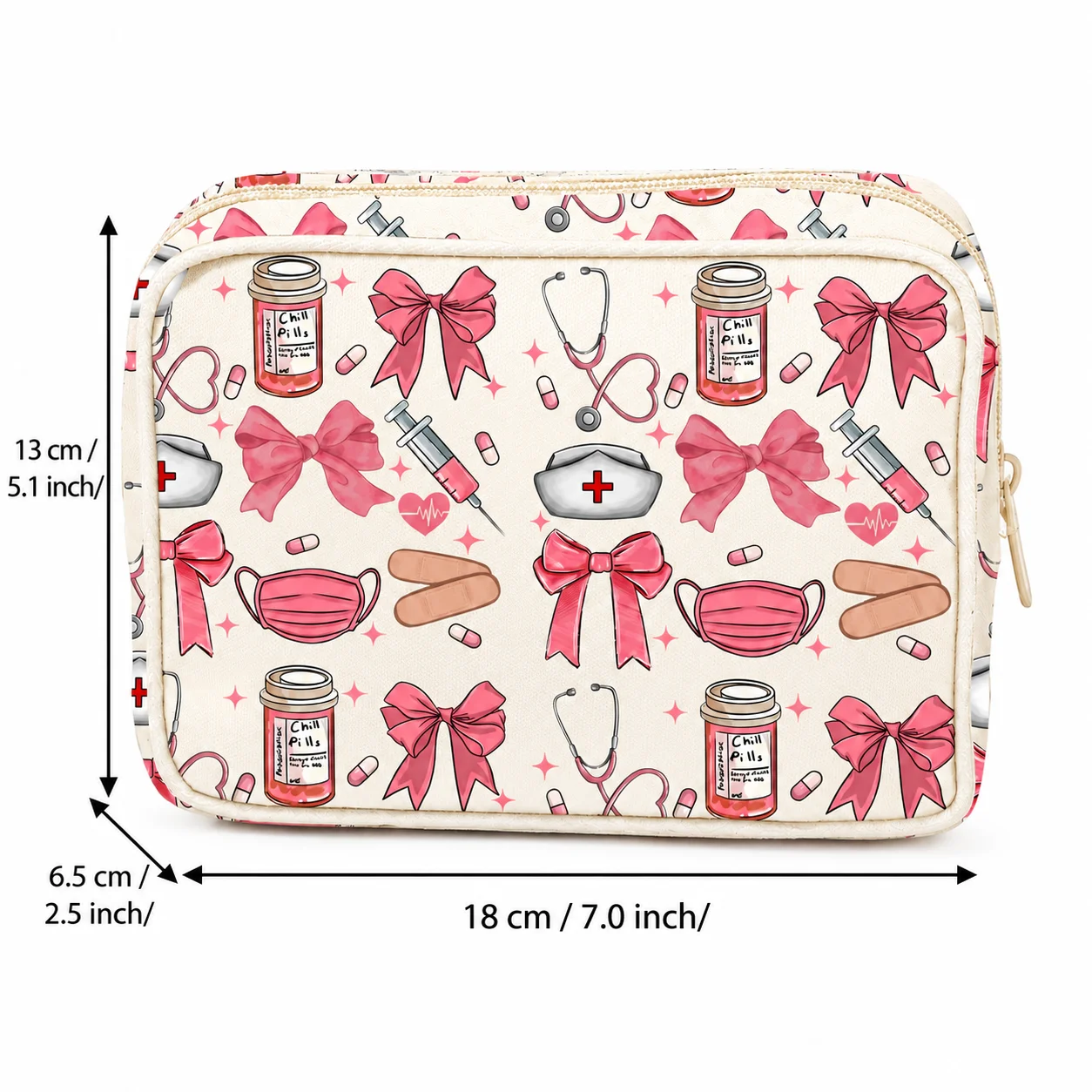 Portable Printed Medicine Bag Lightweight First Aid Organizer Travel Medication Storage Pouch Home Emergency Medical Kit Case - view 6