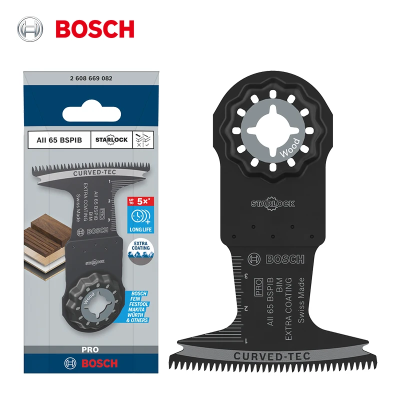 Bosch AII 65 BSPIB Starlock Bimetal Plunge Cut Blade 65x40mm, for Hardwood Plastic, Fits GOP Series Multi-Tool
