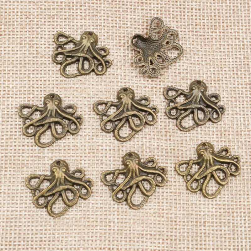 15pcs 24x21mm Antique Bronze Plated Octopus Handmade Charms Pendant:DIY for bracelet necklace