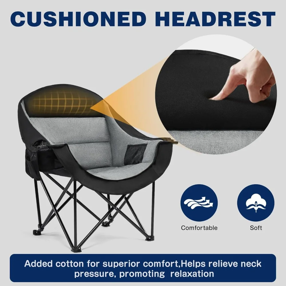 كرسي تخييم كبير الحجم من أبولو ووكر - كراسي تخييم شديدة التحمل بوزن 500 رطل للبالغين مع حامل أكواب وحقيبة تبريد، وعشب قابل للطي