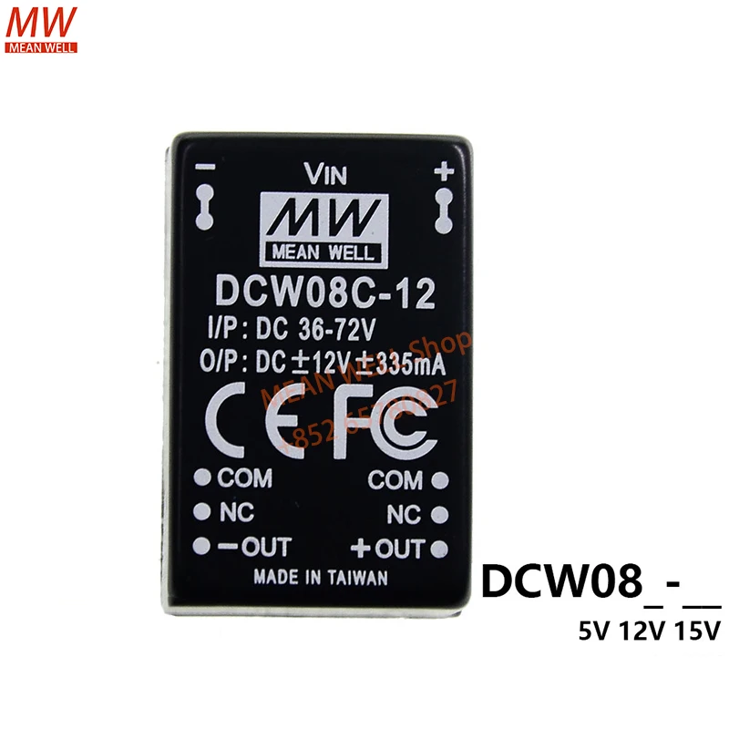 

Модуль импульсного питания MEAN WELL, 8 Вт, преобразователь постоянного тока с двойным выходом DCW08C-12
