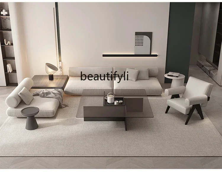 

45cqyModern minimalist villa coffee table living room household glass large apartment square wabi sabi wind large coffee table