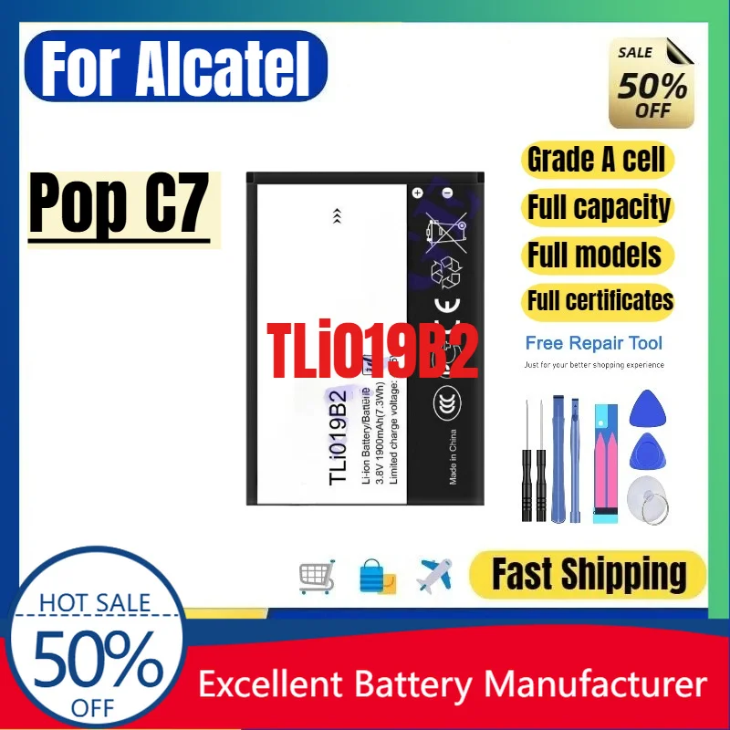 0 Cycle TLi019B2 Battery for Alcatel Pop C7 7040 Phone High Quality Replacement Battery Grade A Lithium Ion Bateria with Tools