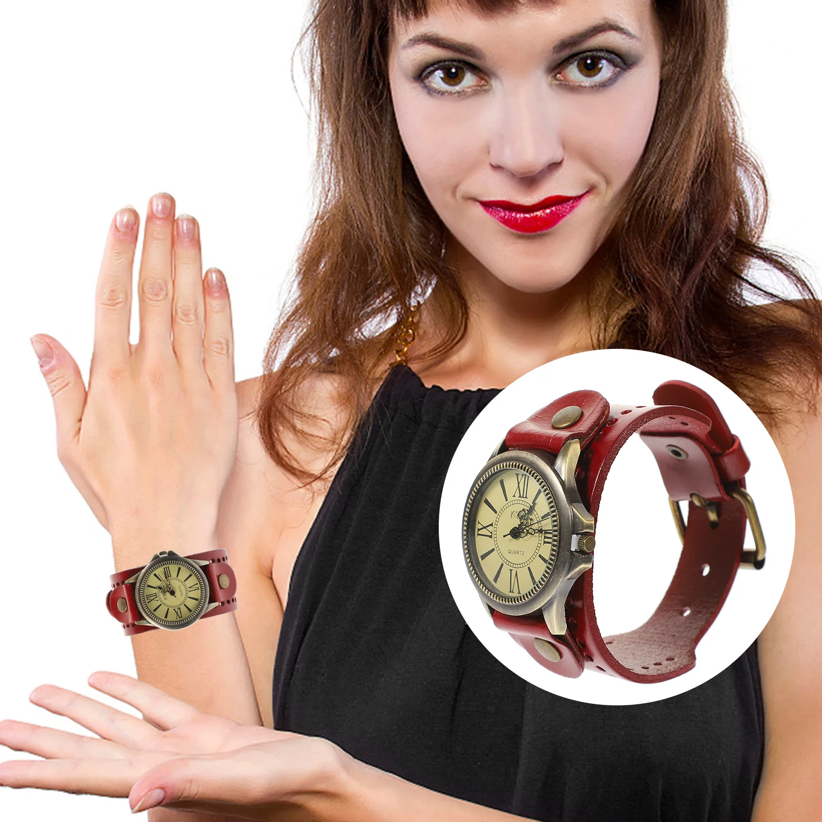 1 قطعة المعصم نمط الرجعية للنساء الفرقة النساء ساعة اليد سوار سوار ساعة خمر موضة ساعة معصم ساعة #1