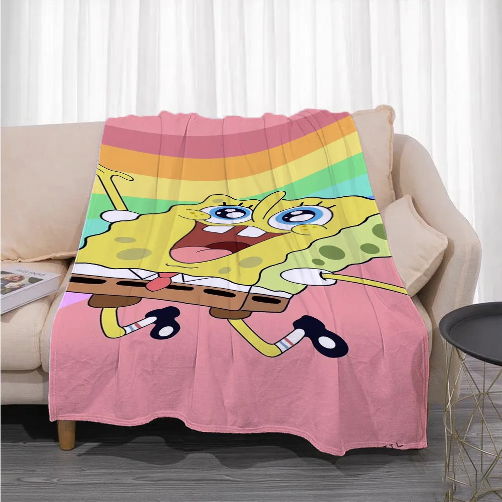 Kawaii S-سبونجبوب أريكة بطانية المفارش والمفروشات بطانيات سرير مزدوجة لفصل الشتاء التخييم الصيف المعزي عيد الميلاد أنيمي #4