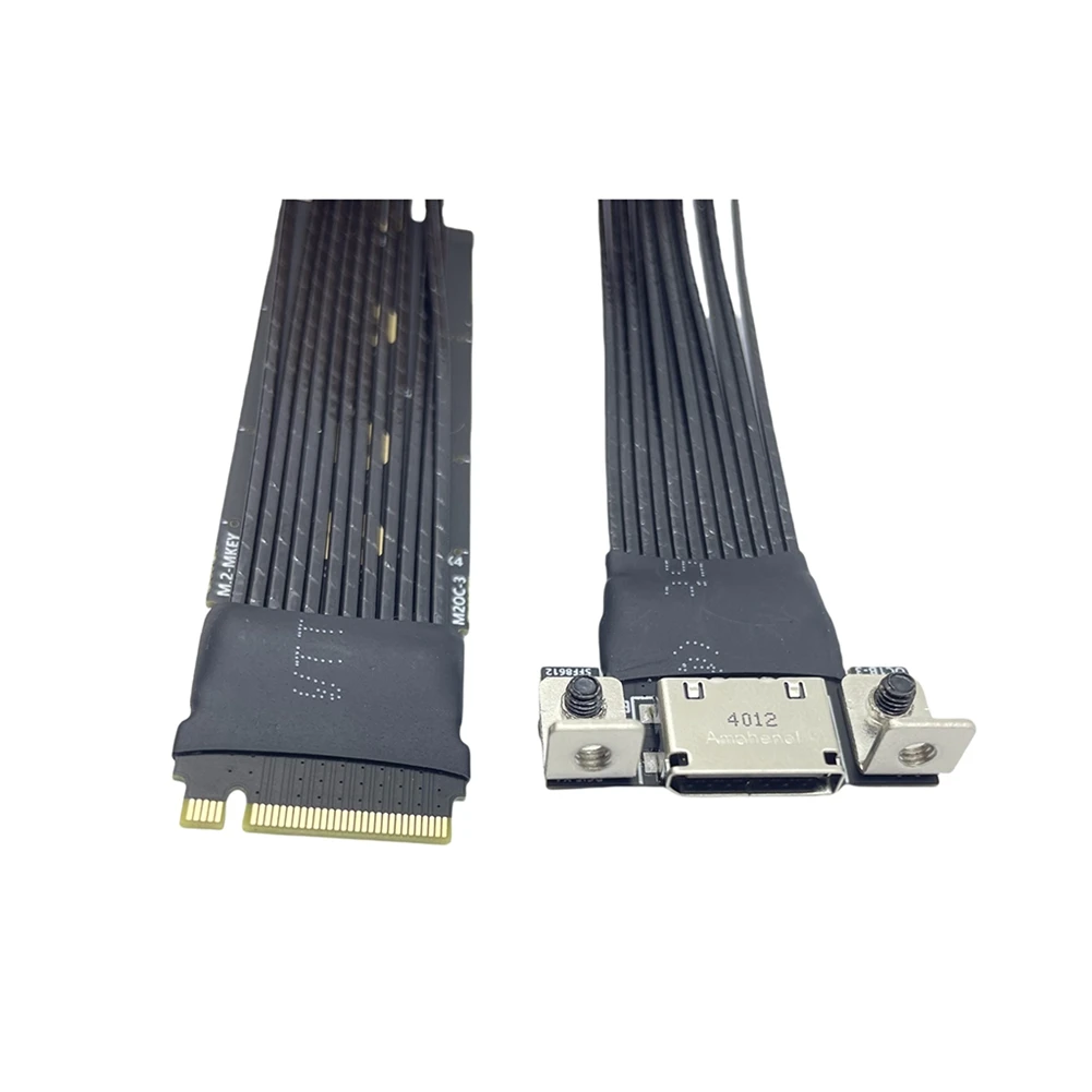 ABKQ-M.2 To Oculink 4I Extension Cable For M.2 Mkey NVME To SFF8611 Adapter Cable Pcie 4.0 X4 Gen4 Silver Plated Cable