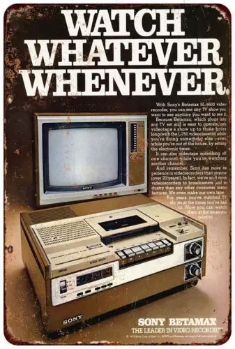 1978 Betamax Video Recorders Vintage Look Reproduction metal sign