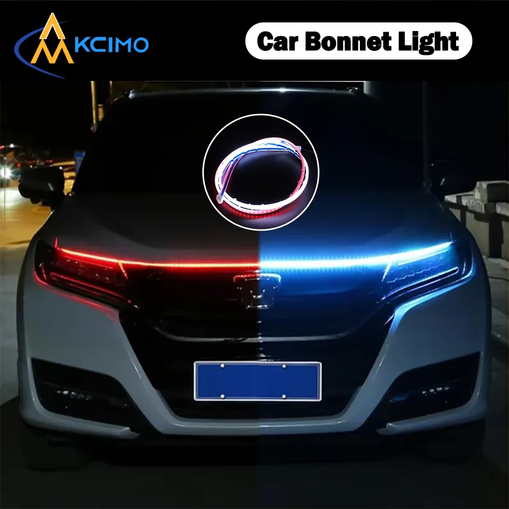 

150cm LED Car Hood Light Strip DRL Waterproof 12V Ambient Atmosphere Decorative Exterior Lighting Flexible Daytime Running Lamp