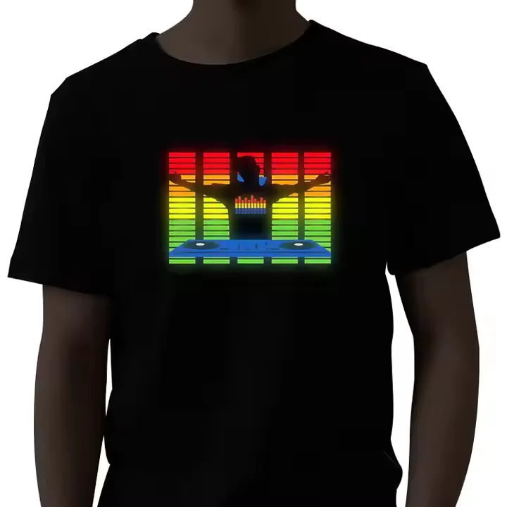 

Футболка Glow in the Dark, крутая футболка со светодиодной подсветкой для ночных вечеринок