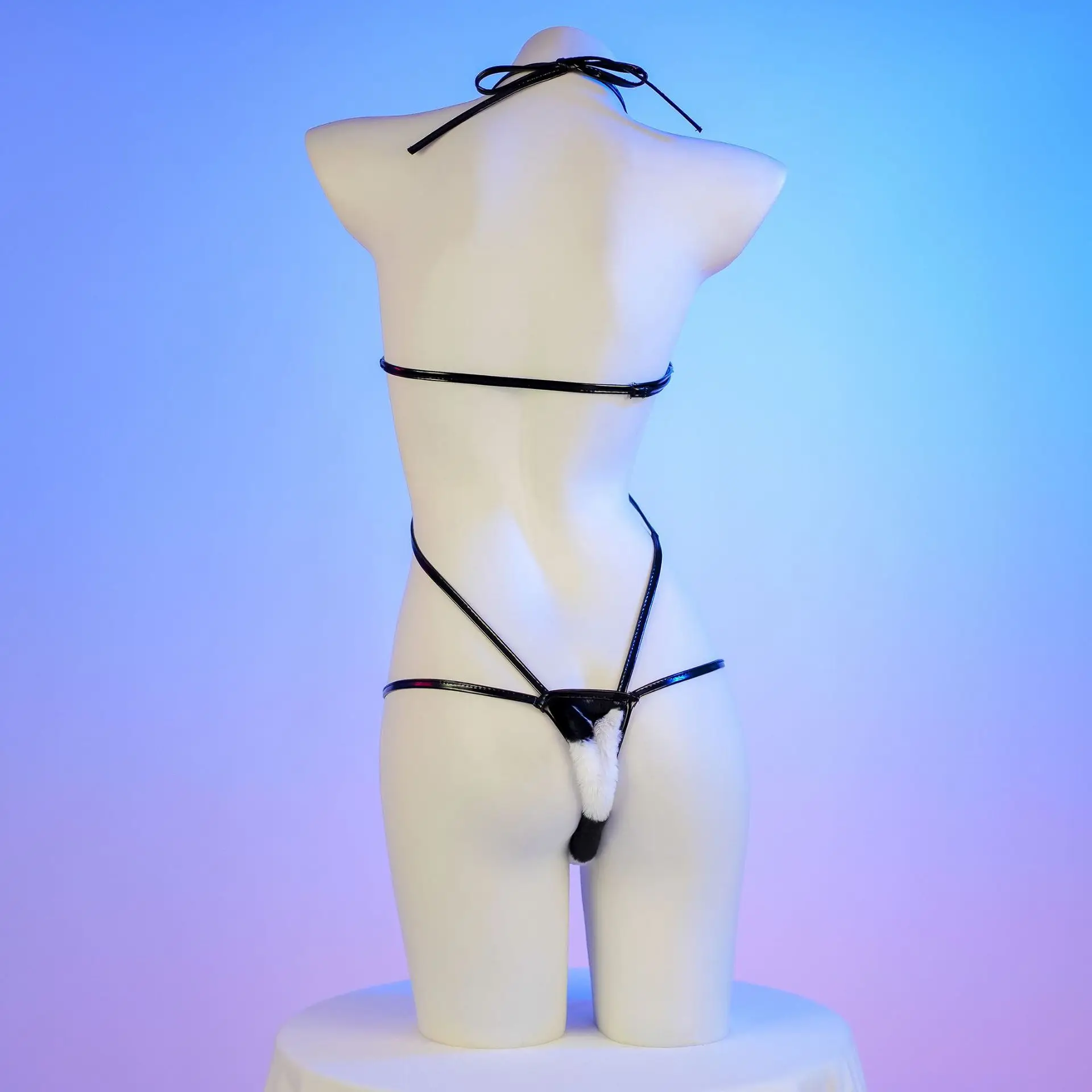 Women Sexy Plush Cow Bandage Three-Point Bikini Set Beach Sunbathing Teeny Swimming Bathers Swimwear Underwear