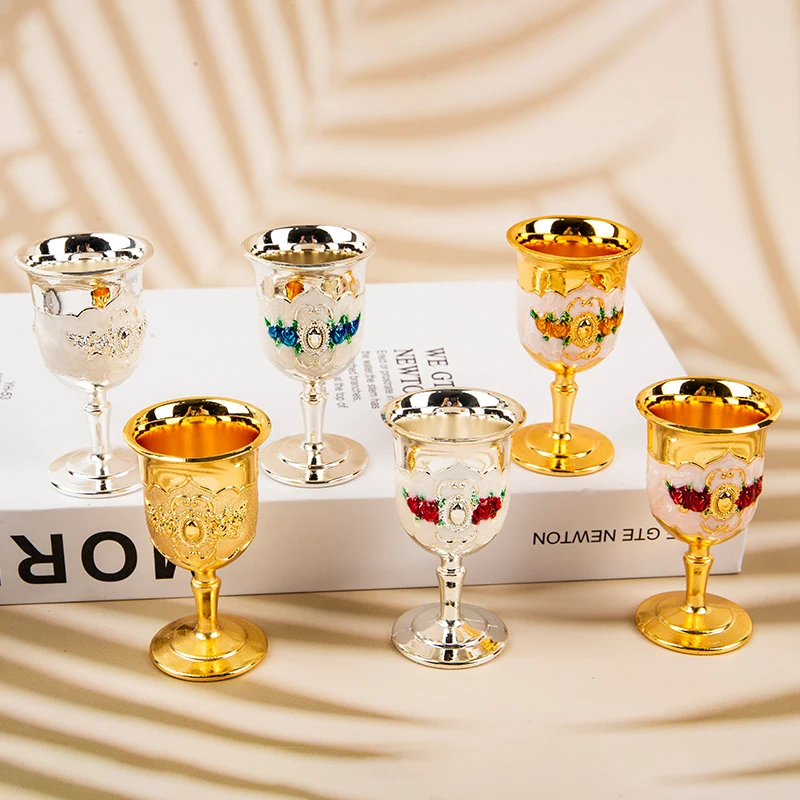 1pc 30ML Vintage Metal Wine Glass Champagne Glasses Beverage Goblet Cocktail Cup Medieval Style For Bar Party Home Decor