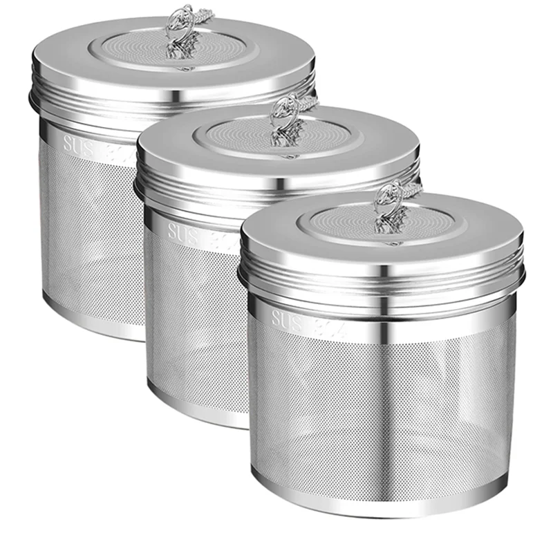 ABPO 3 pezzi grande infusore a sfera di tè per tè a foglie sfuse e infusore di spezie per cucinare, coperchio filettato, colino da tè a maglia extra fine