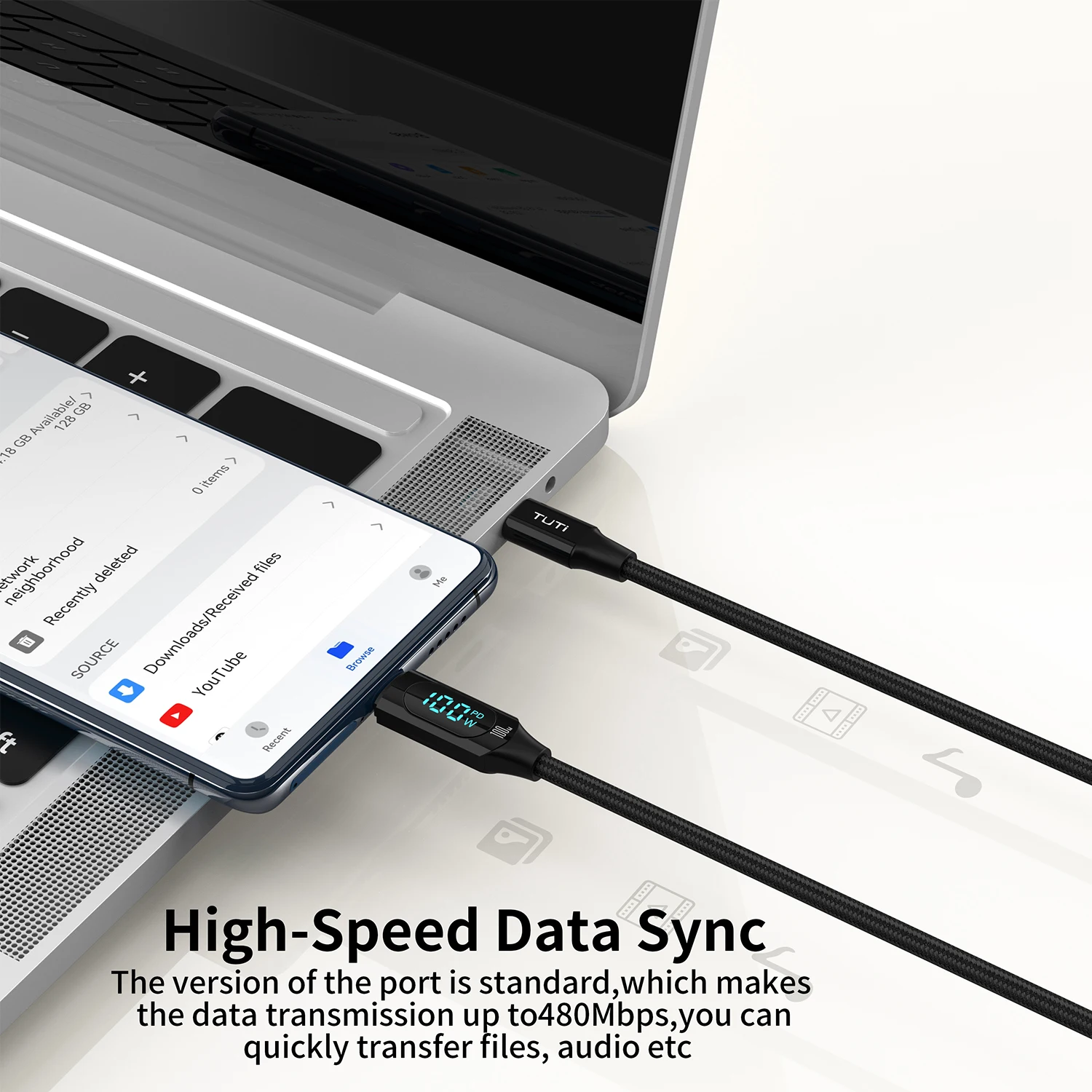 TUTI Type C to Type C Cable 100W PD Fast Charging Charger Display Cable USB C to USB C For Macbook iPad Samsung POCO F3 Realme