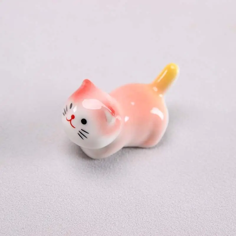 

Cute Cat Chopstick Holder Attracts Wealth, Cat Ceramic Small Ornaments, Flower Pet Ornaments