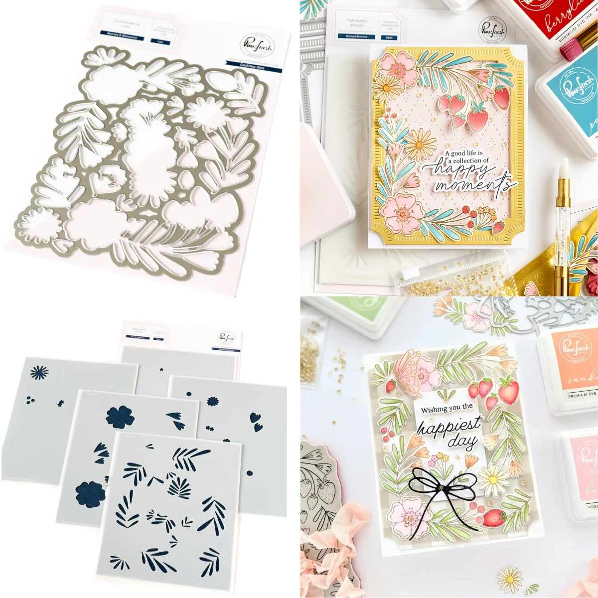 

Berries and Blossoms Clear Stamps and Metal Cutting Dies Stencil DIY Scrapbook Diary Decoration Embossing Cut Template Make Card