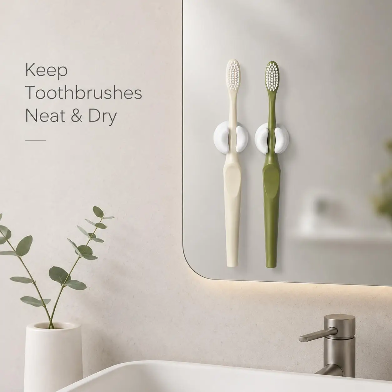 4/6pcsNo-drill suction cup toothbrush holder, silicone wall-mounted toothbrush stand, bathroom washbasin toothbrush storage rack