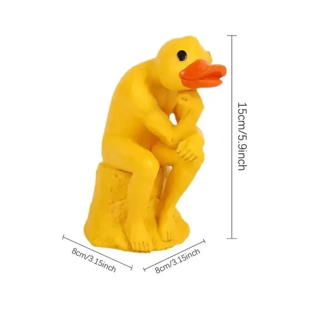 Harz Denken Ente Statue Sensorische Spielzeug Ornamente Ente Hof Dekorationen Ins Handwerk Lustige Tier Dekorationen Kinder Geburtstag Geschenk