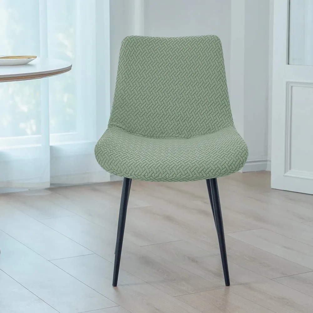 Concave Back Dining Chair Cover Soft Breathable Elastic Chair Cover Jacquard Full Protection Chair Slipcover for Kitchen