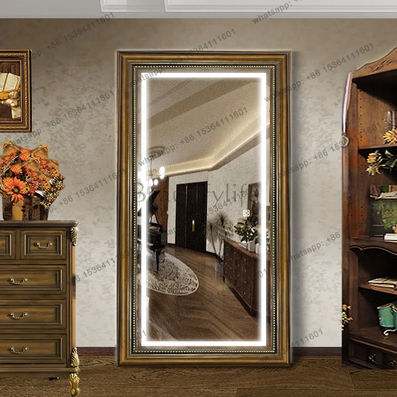 LSLight Square Mirror Vintage Full Body Vanity Nordic Luxury Aesthetic Mirror Decoration Living Room Espelhos Home Decorations