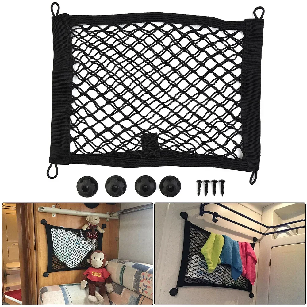 High Quality Storage Net Mesh Boot Tidy Luggage Mobile Home 25x35cm Motorhome Bag Organizer Black Bleachers Seats