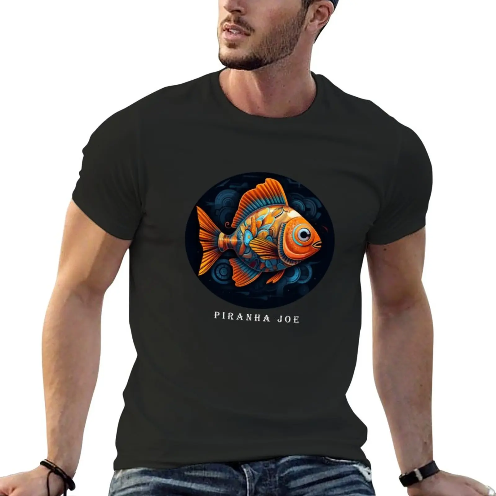 New Joe the Piranha|Art T-Shirt Aesthetic clothing black t shirt mens plain t shirts