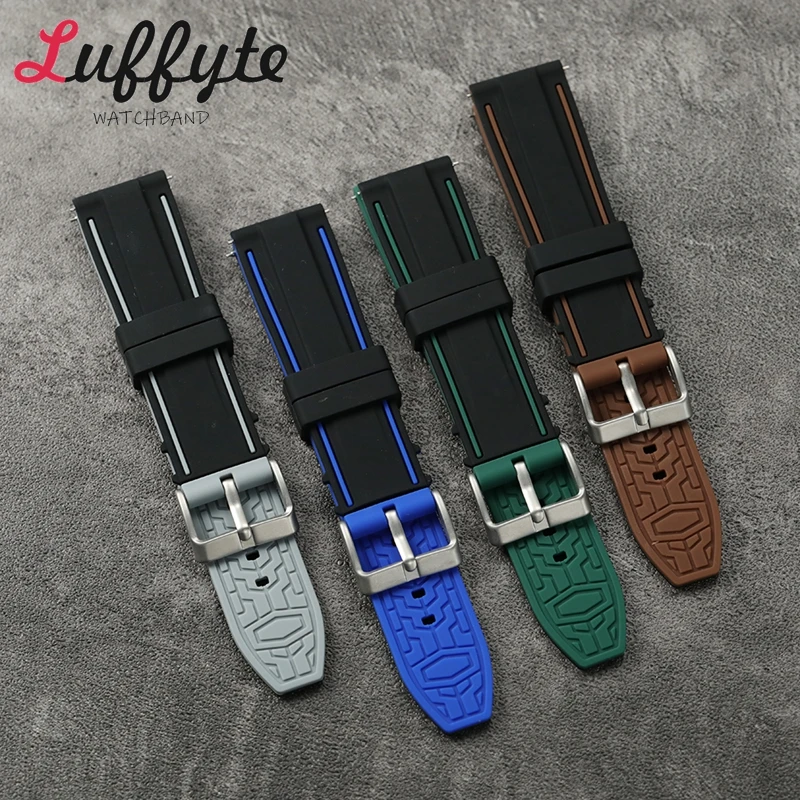 

Waterproof Soft Silicone Watch Strap 20mm 22mm 24mm Replacement Wristband High Quality Rubber Quick Release Smartwatch Band