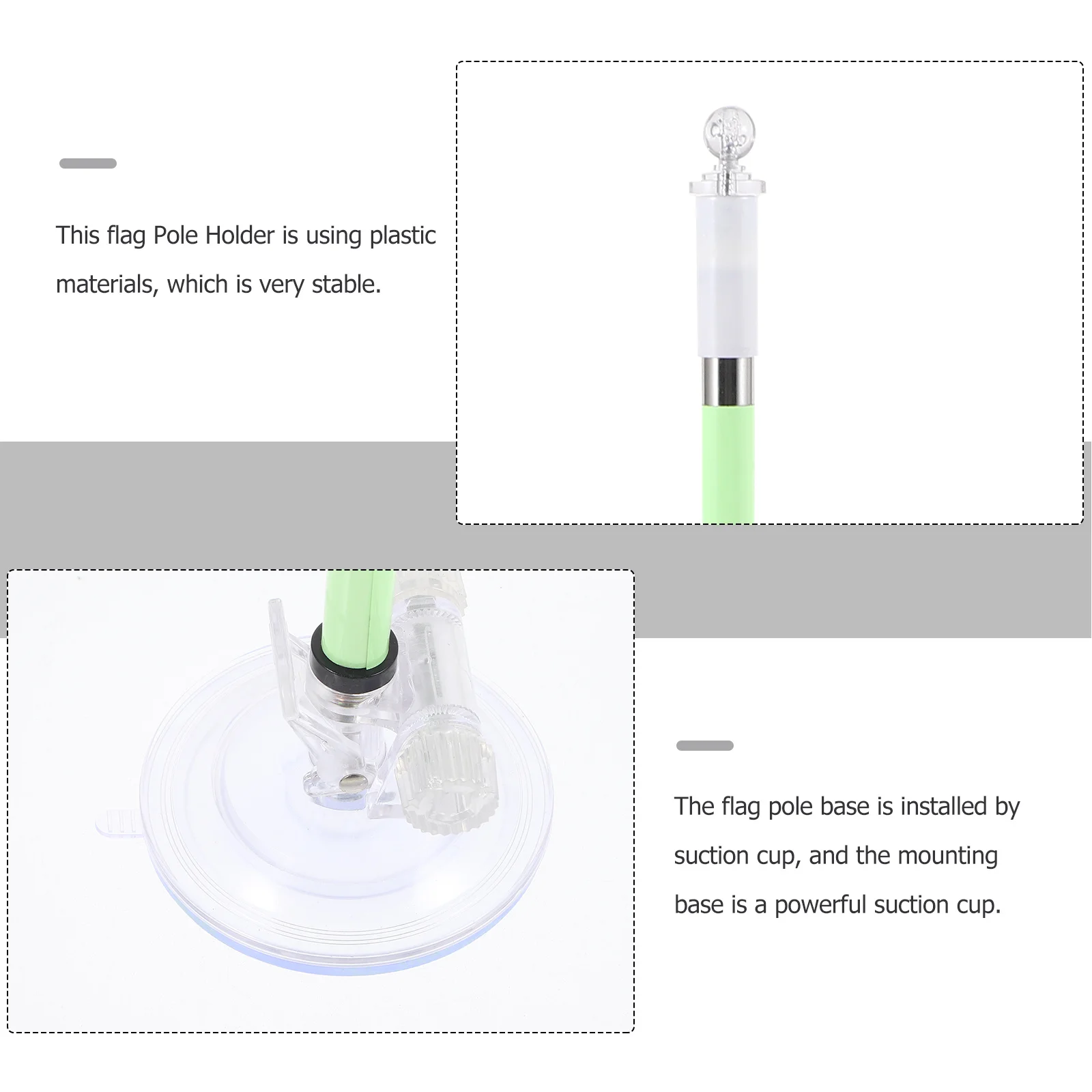 

Car Mounted Plastic Flag Pole Holder Suction Cup Base Stable Flag Mount for Vehicles Motorbike Sucker Holder Car Supplies