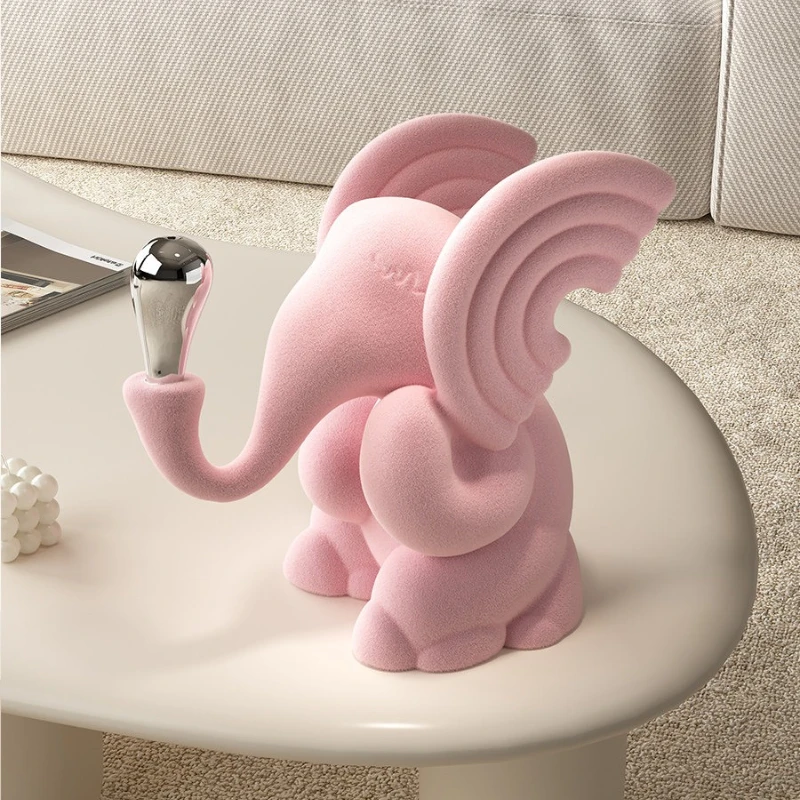 Creamy White Resin Elephant Statue for Living Room TV Stand Coffee Table Creative Home Decor Figurine for Model House Office
