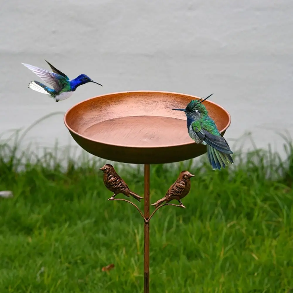 

Iron Garden Birdbath Vintage Rustproof Tall Bird Feeding Dish Large Capacity Bird Water Bowl Bird Food Dispenser