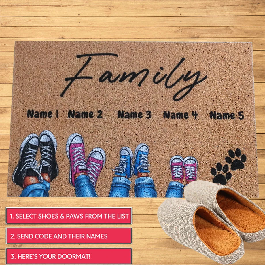 Personalized PVC Doormat Shoes Pets Paws Welcome Mat Outdoor Rugs Custom Floor Mat Carpet Dust Proof House Warming Home Decor