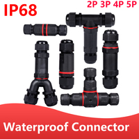 IP68 waterproof cable connector I-type/Y-type/T-type 2Pin 3Pin 4Pin 5Pin Electrical Terminal Adapter Wire Connector LED Light