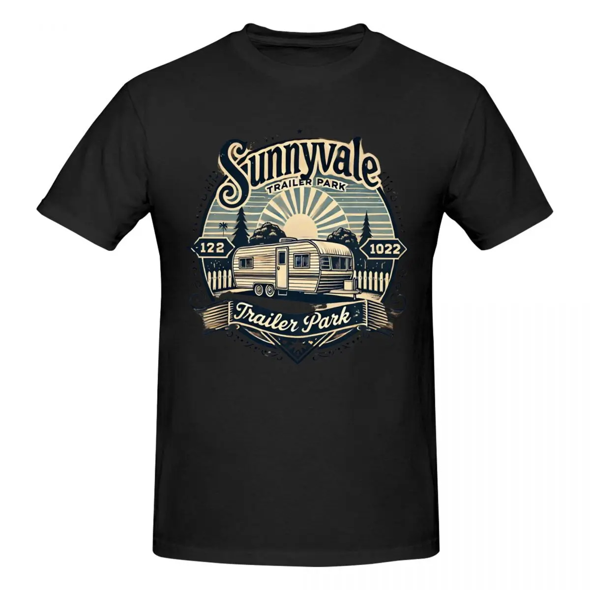 Men Rv Boys Sunnyvale Trailer Park Retro T Shirt Streetwear Cotton Crewneck Shirt Men