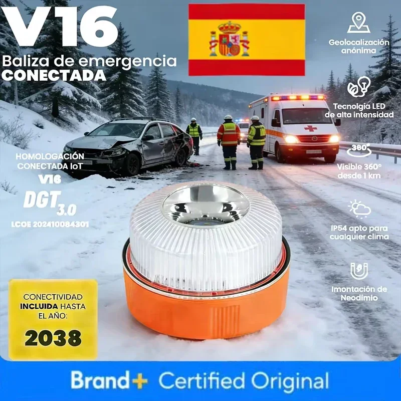 Spain Emergency Light V16 Homologated DGT Approved Car Emergency Beacon Light Rechargeable Magnetic Induction Strobe Lights New view 2