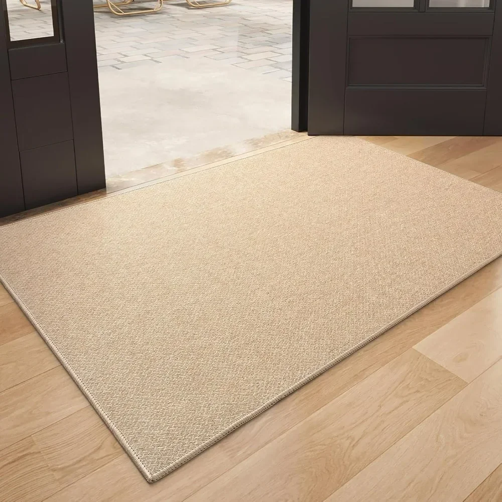 

Door mat 36 "x60", carpet indoor anti slip washable low-key, khaki color (rolled up without creases)