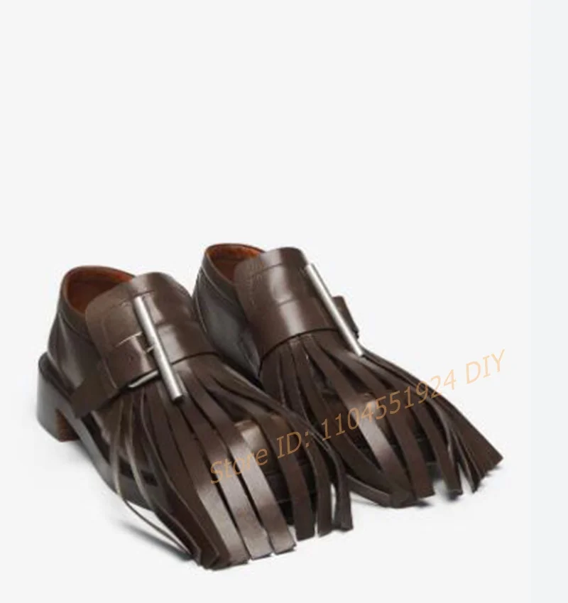 T-Bar هامش متعطل بني داكن جلد أسود للرجال أحذية مخططة شرابة معدنية عصا مشبك الربيع أحذية أوكسفورد الرياضية #2