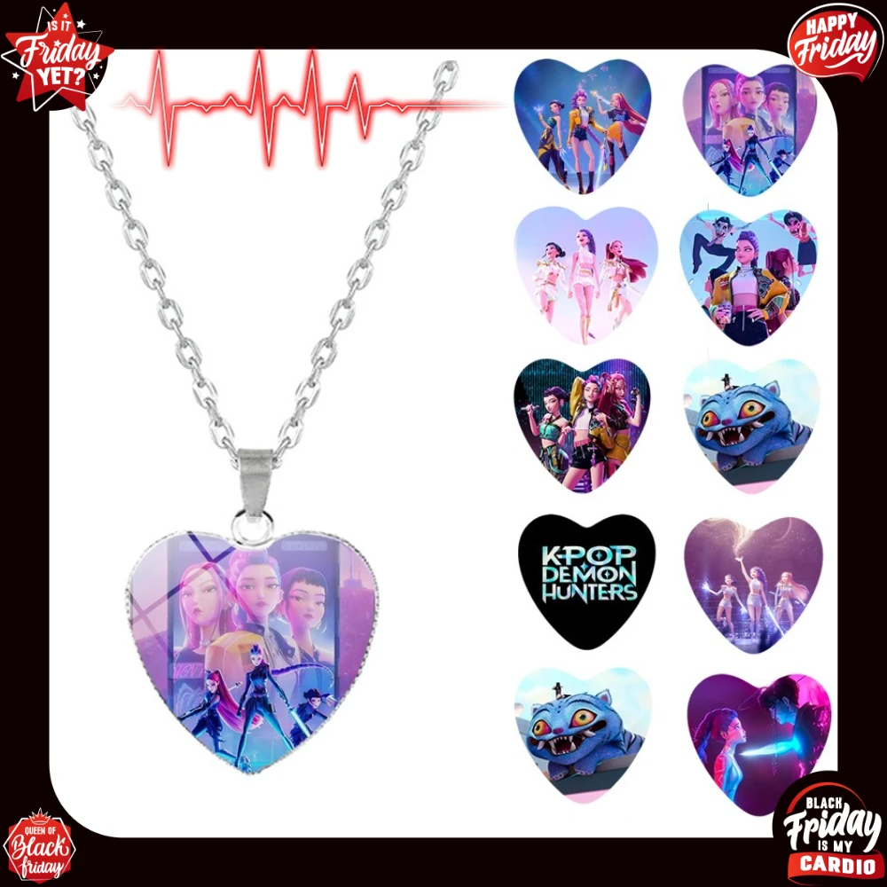 

1pcsAnime Accessories K-pop Demon Hunters Time Gem Heart Necklace Lucky Necklace Gift for Girls Birthday Gift Holiday Gift